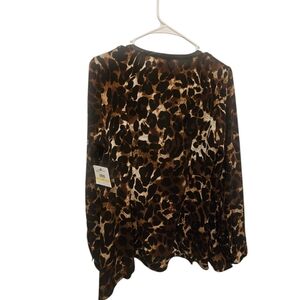Rafaella Animal Print Blouse with Black Accents